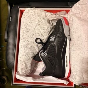 Jordan 4 Reimagined (Black and Red Men's Sneakers)